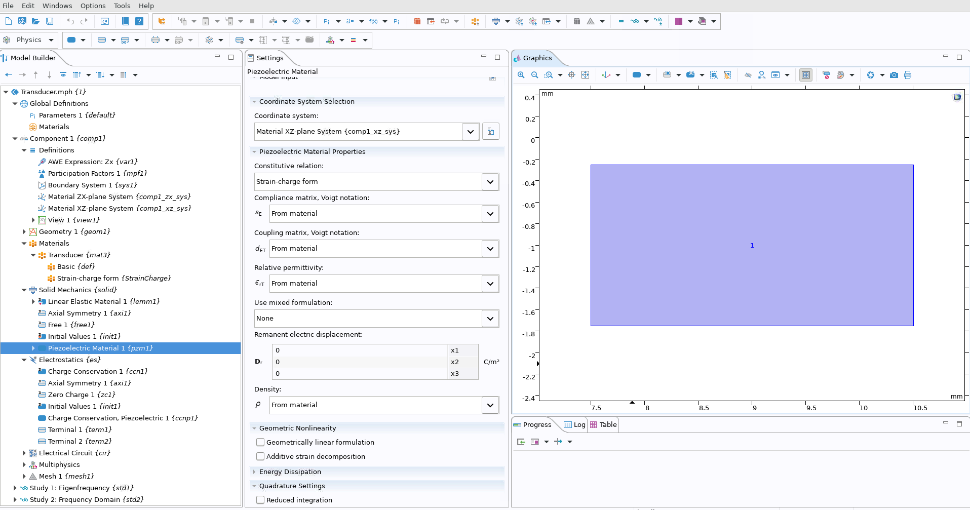  壓電元件：坐標(biāo)系選擇