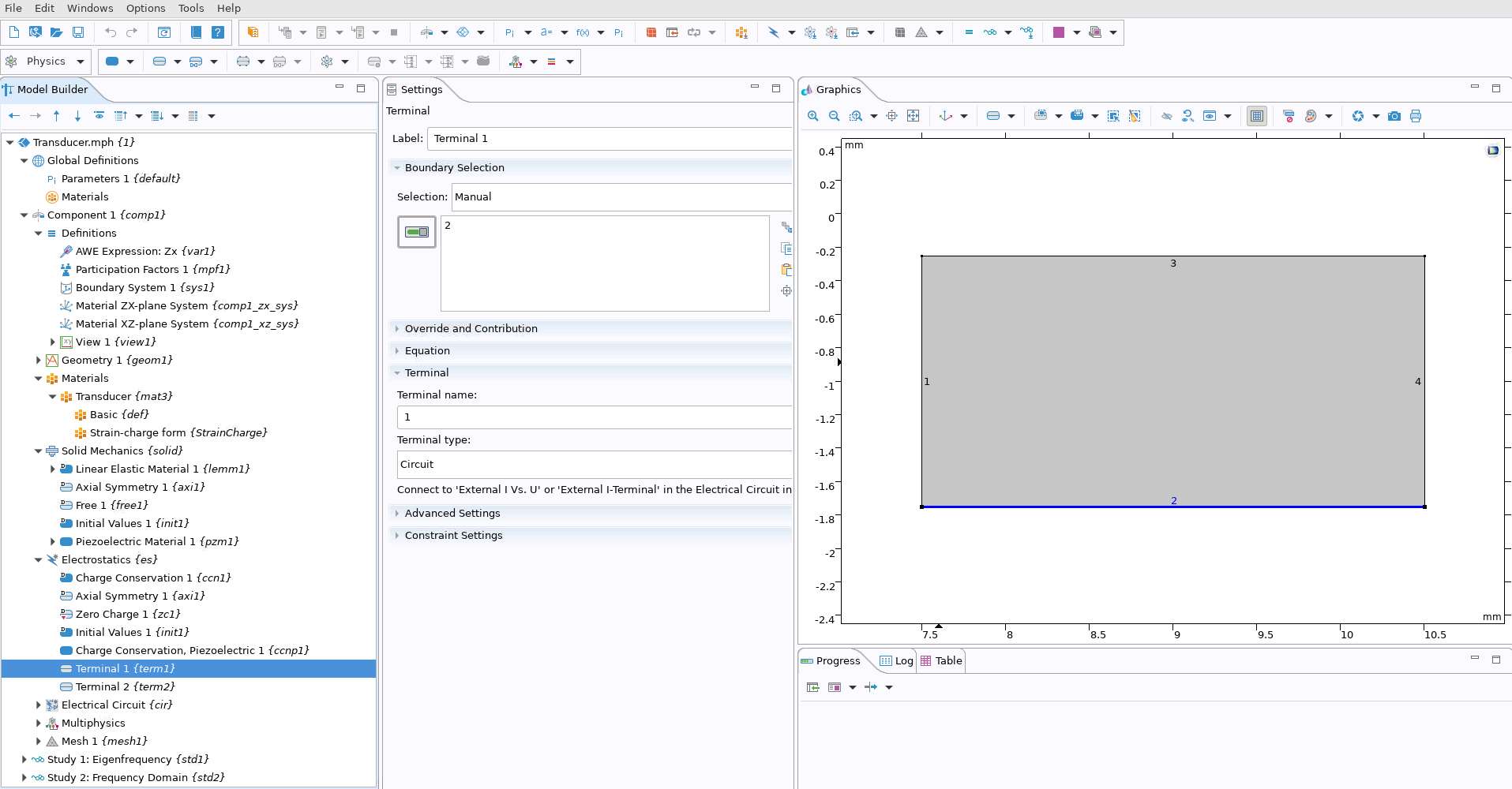  壓電元件：終端選擇