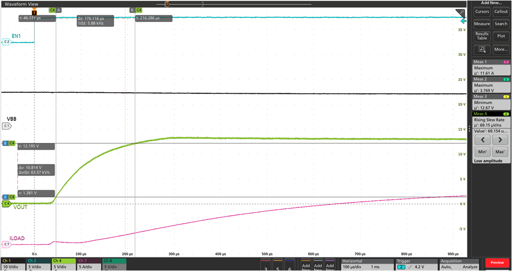 TPS1HC08-Q1 上升壓擺率（D、B 版本）