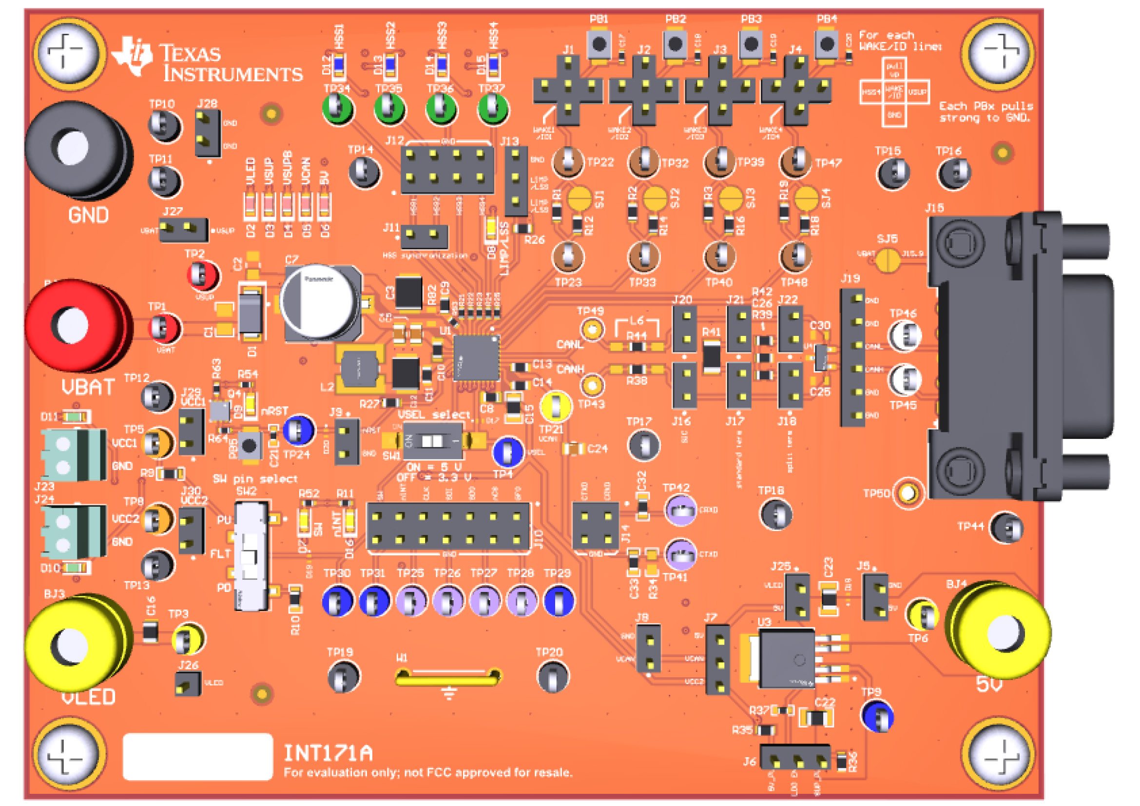 TCAN24XXEVM TCAN24XXEVM（頂視圖）