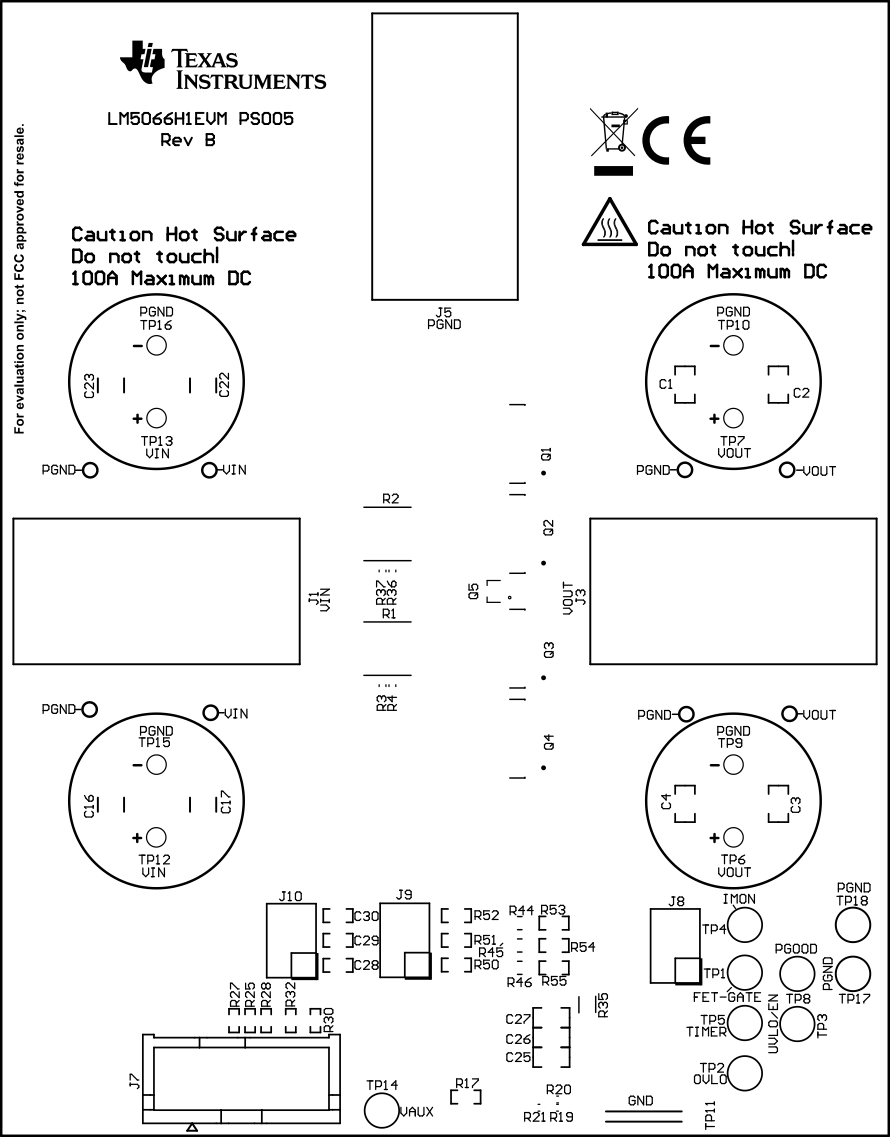 LM5066H1EVM LM5066H1EVM 電路板：頂層絲印層