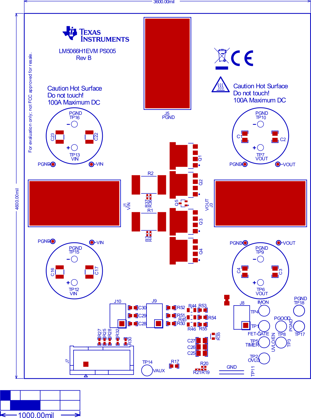 LM5066H1EVM LM5066H1EVM 電路板：頂層裝配圖